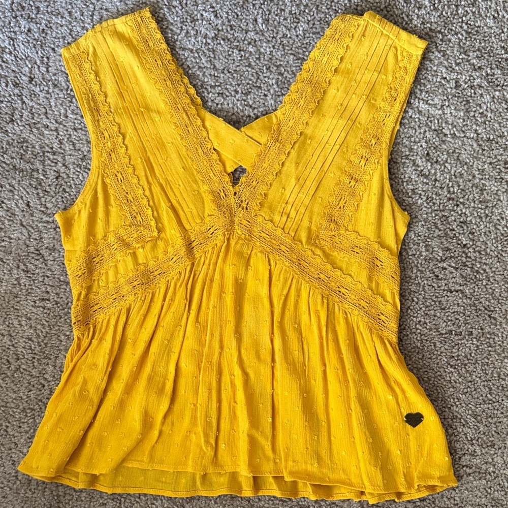 Sunshine Yellow Lace Women's Blouse